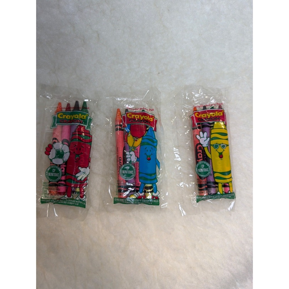 Vtg Binney & Smith Crayola Crayons Complementary Pack 4 1995 Lot Of 3 Sealed